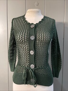 NWT Banana Republic Crochet Top Green Minimalist Boho Festival Hippie Coastal